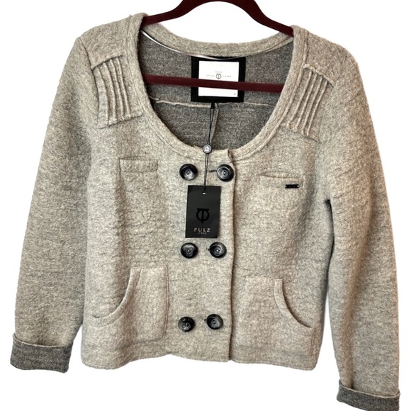 PULZ Sweaters - NWT PULZ Denmark Wool Blend Double Breasted  Cardigan Lady Jacket M